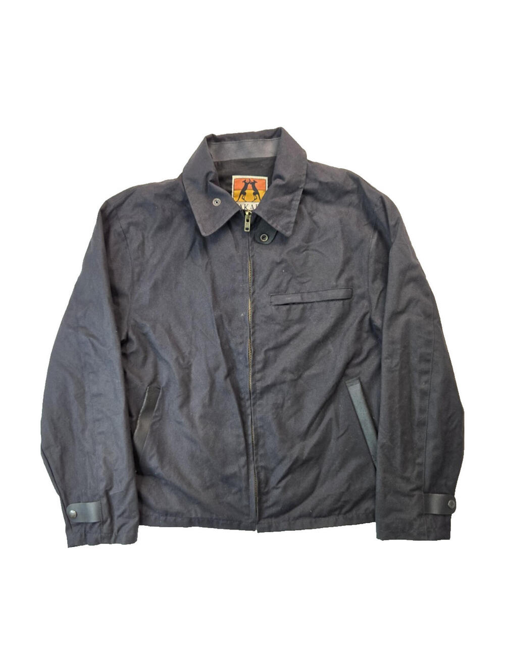 Kakadu Traders Australia Oilskin Waxed Black Detroit Style Jacket Mens Small S